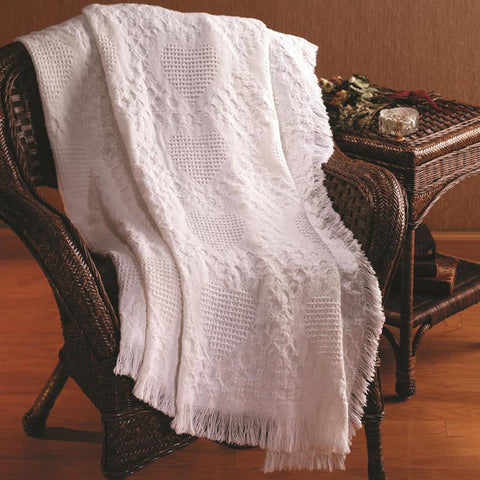 Basket Weave Heart Throw Blanket