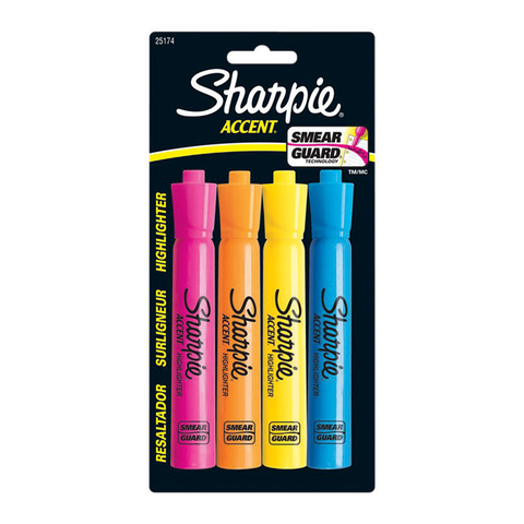Accent Neon Color Assorted Fine Tip Highlighter 4 pk 25174
