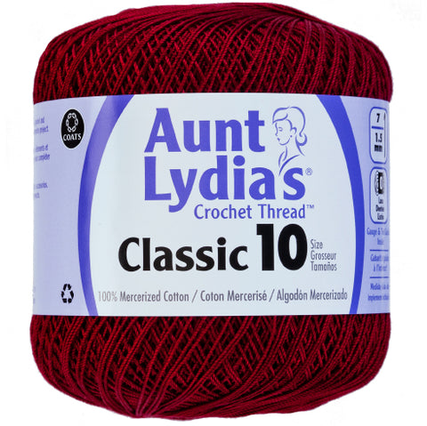 Burgundy crochet thread.