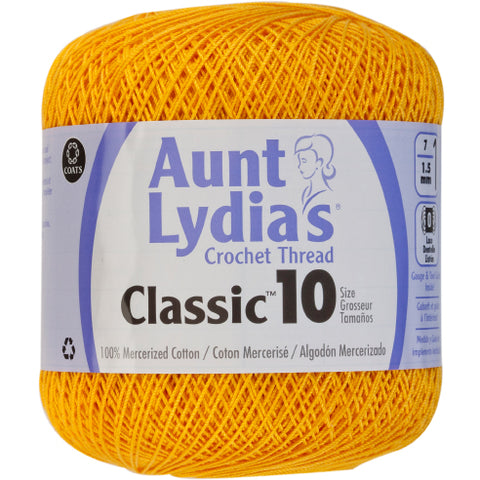 Goldenrod crochet thread.
