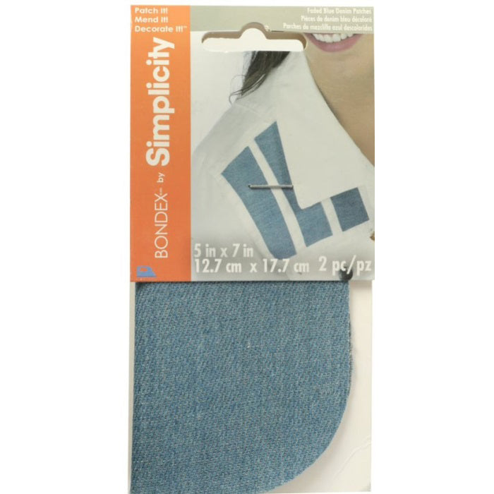 BONDEX 2 PEZZI DENIM BLU 5""x7"" FERRO SU PATCH DI RIPARAZIONE - Foto 6