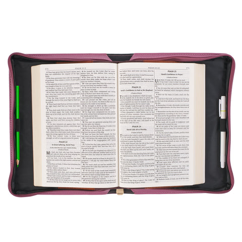 Bible and Pens Inside Bible Cover