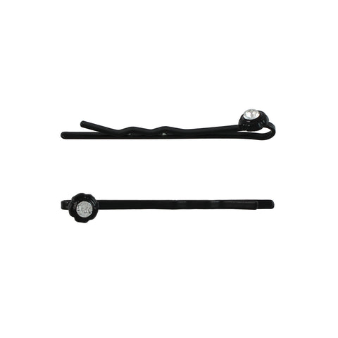 Black Floral Crystal Bobby Pin
