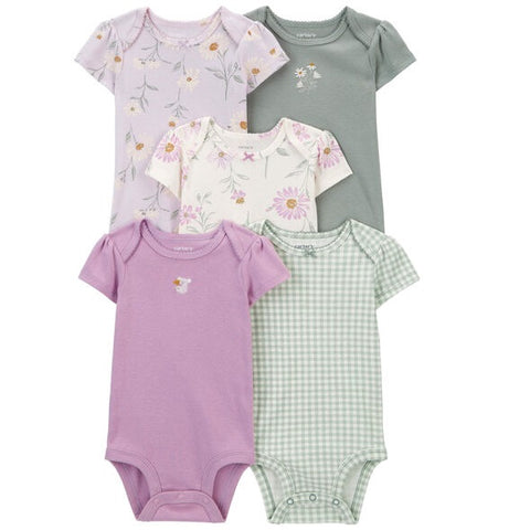 Baby GIrls' 5-Pack Floral Short-Sleeve Bodysuits 1R035910