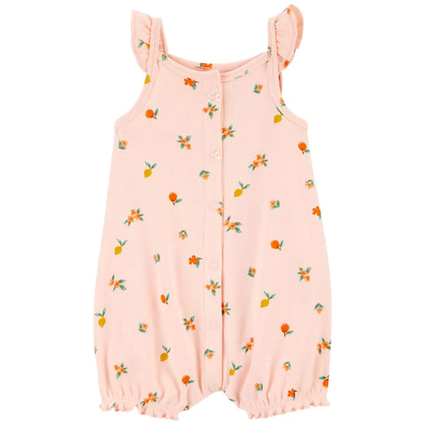 Baby Girls' Peach Snap-Up Cotton Romper 1R029010