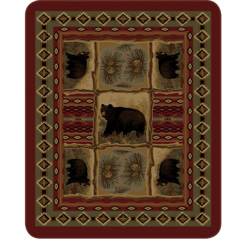 Regal Comfort Rustic Bear Patchwork Blanket DB 5351-2 Queen Size