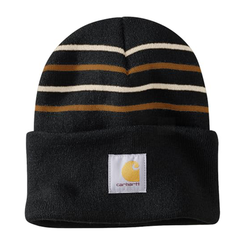 Black Men's Knit Stripe Beanie 106338