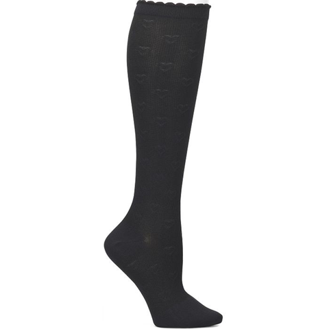 Black Women's Scalloped Heart Compression Socks