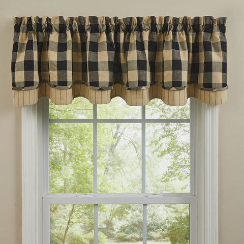 Wicklow Check Lined Layered Valance black