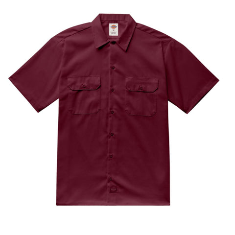 Burgundy Men's Short Sleeve Work Shirt D1574