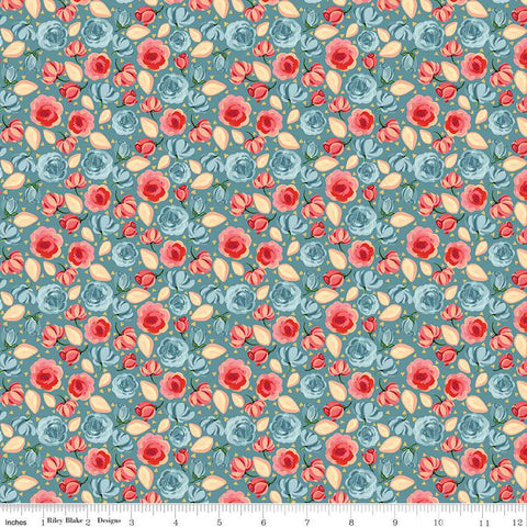 Mon Cheri Roses Cotton Fabric lake