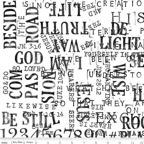 White, Sewing Seeds Collection Parable Stamps Cotton Fabric CD15691