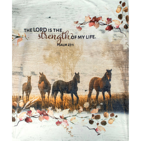 Horse Strength 79" x 95" Plush Queen-sized Blanket CC4511