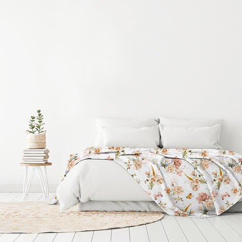 butterfly, Queen-sized Fleece Floral Printed Blanket CC60