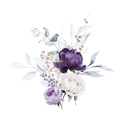 design 1, Printed Plum Roses Handkerchiefs Set of 3 CH1523