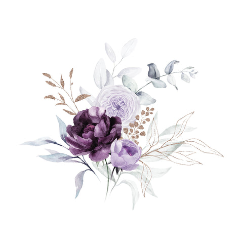 design 3, Printed Plum Roses Handkerchiefs Set of 3 CH1523