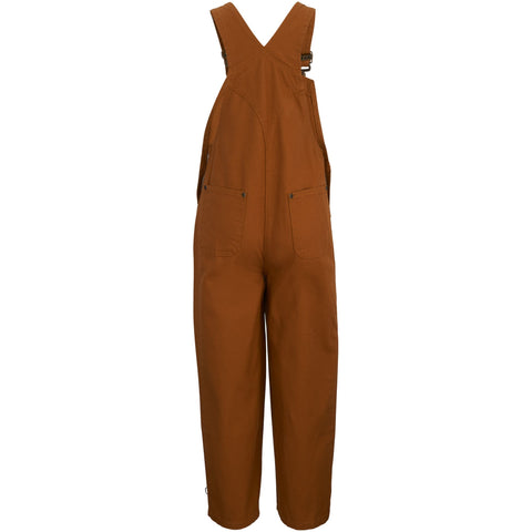 Carhartt boys' bib overalls in brown duck, back view