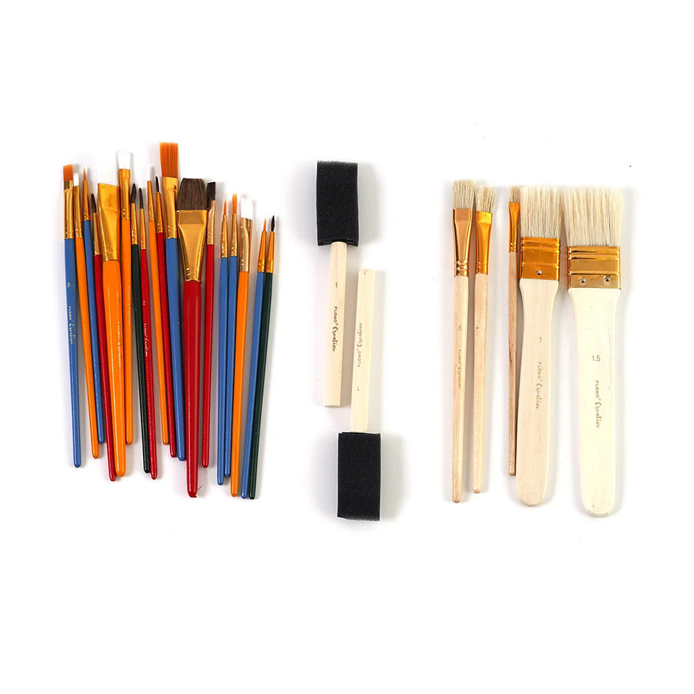 25 Pieces 1-Inch Foam Brush Set Sponge Paint Brushes Wooden Handle