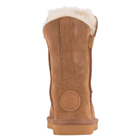 Lamo Sheepskin women's Liberty 9 inch winter boot in chestnut heel view