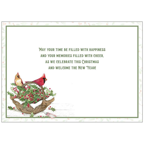 Cardinals and Holly 20 Boxed Christmas Cards HBX98000 Inside