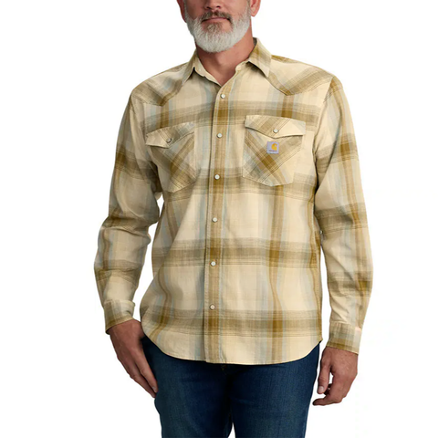 Chalk Men's Montana Relaxed Fit Long-Sleeve Snap-Front Plaid Shirt 106756