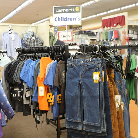 Children's clothing on display