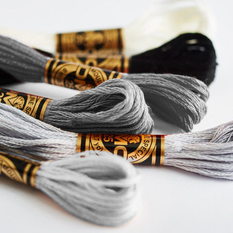 Embroidery Floss - Blacks, Grays & Whites D-117