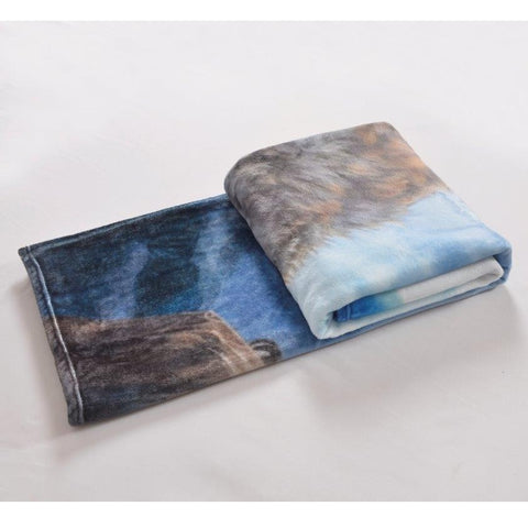 Regal Comfort Lone Wolf Throw Blanket folded up