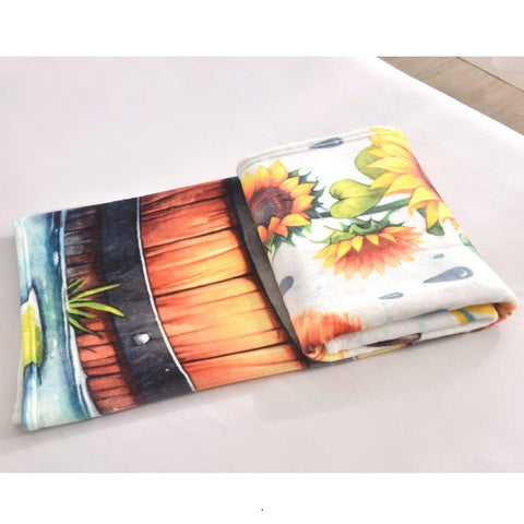 Regal Comfort Hello Sunshine Highland Calf Throw Blanket folded up