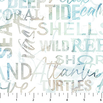 Sea Breeze Collection Word Collage Cotton Fabric DP27099