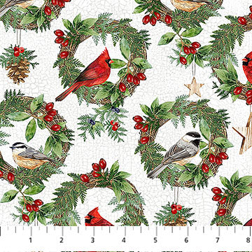 cardinal wreath, Winter Song Craft Panel DP27800-99