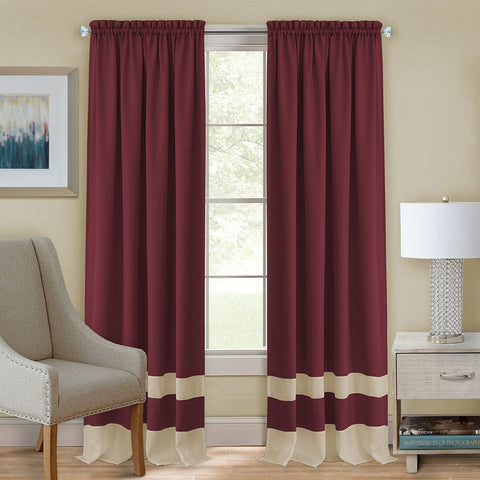 Marsala/Tan Darcy Rod Pocket Curtain Panel DRPN63MT06