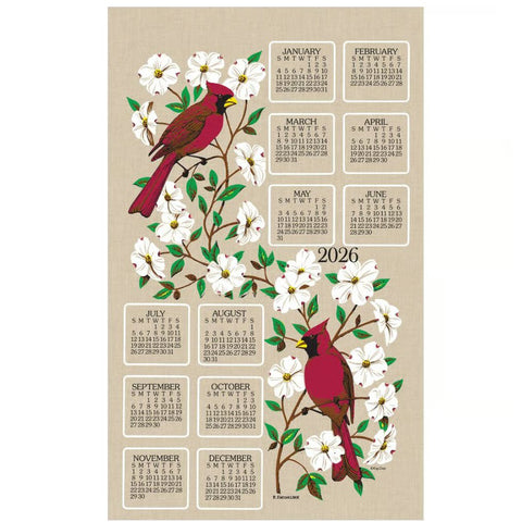 dogwood and cardinal, 2026 Calendar Towels