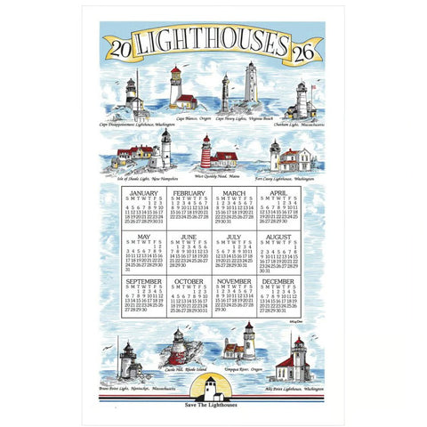 lighthouses, 2026 Calendar Towels