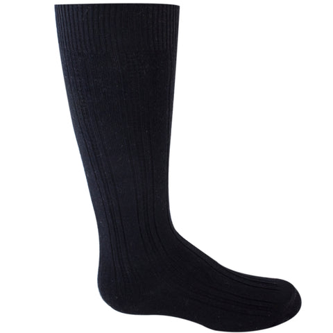 Girl's black knee-high sock.