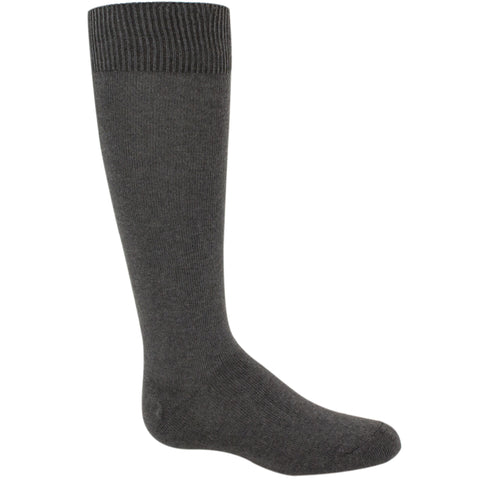 Charcoal gray girls knee high socks.