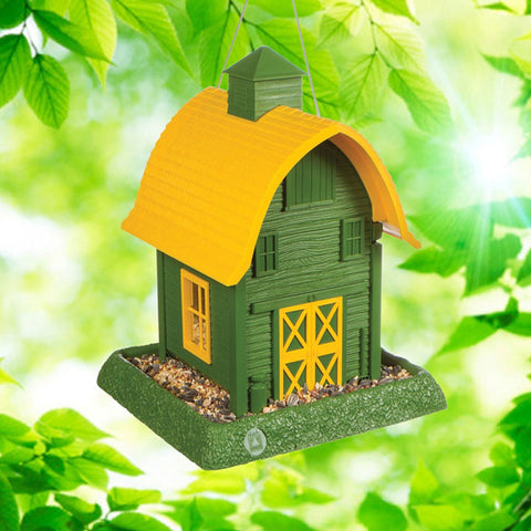 Green Barn Bird Feeder Outdoors