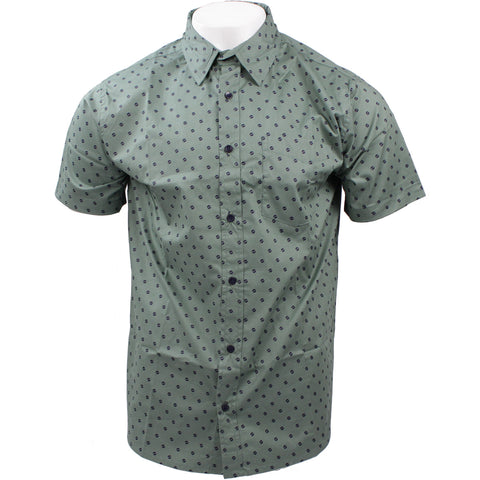 Trendy Life men's small print short sleeve dress shirt in green