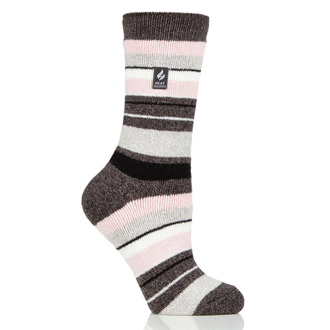 Charcoal/Light Pink Women's Peony Lite Multi Stripe Crew Socks HH1W07293