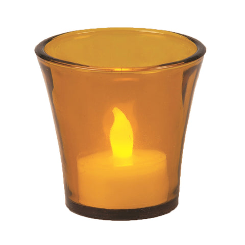 Amber Flared Glass Votive & Tealight Holder