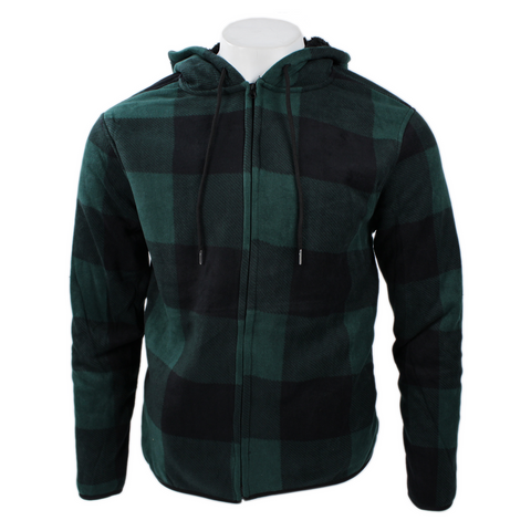 J. Come men's sherpa-lined hooded fleece jacket in hunter green buffalo plaid