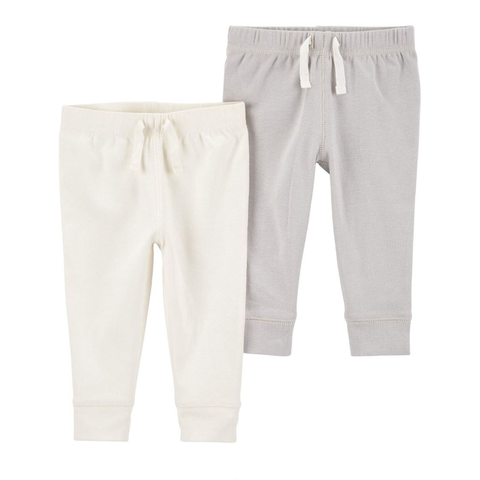 Ivory and Gray Unisex Baby 2-Pack Pant Set 1R037410
