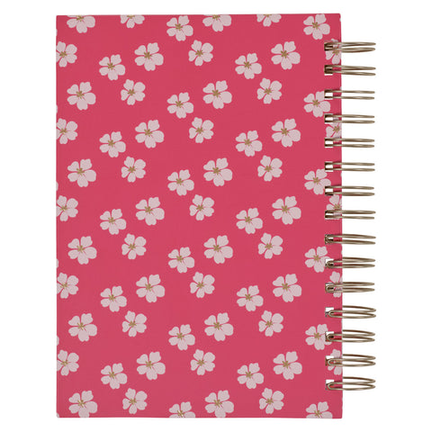 Back Cover of Journal: Fuchsia with All-Over White Floral Design