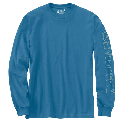 Carhartt men's Signature Sleeve Logo Tee Shirt K231 in horizon blue heather