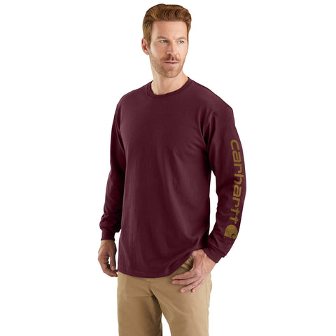 Carhartt men's Signature Sleeve Logo Tee Shirt K231 in port