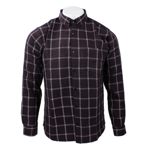 Trendy Life men's long-sleeve check shirt in burgundy