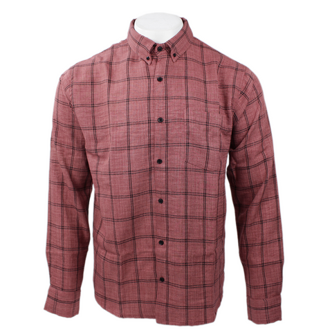 Trendy Life men's long-sleeve check shirt in red