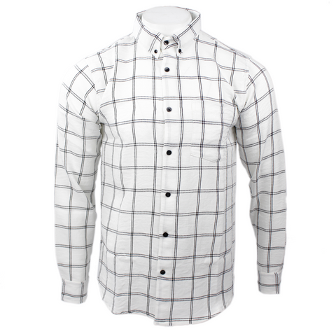 Trendy Life men's long-sleeve check shirt in white