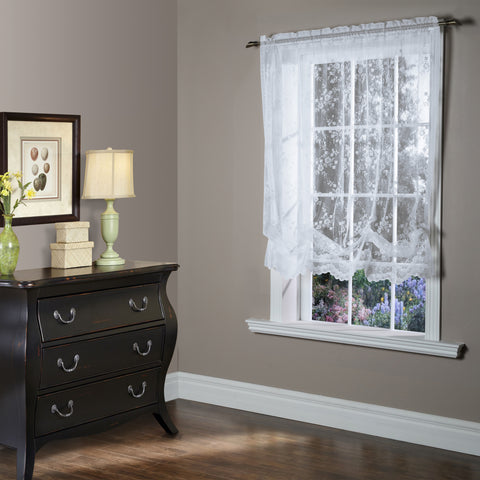 White lace balloon curtain.