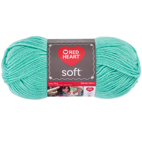Minty Red Heart Soft Yarn.